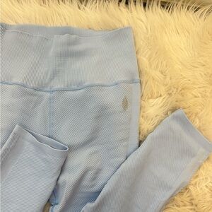 Free People Movement Light Blue Ribbed Leggings L